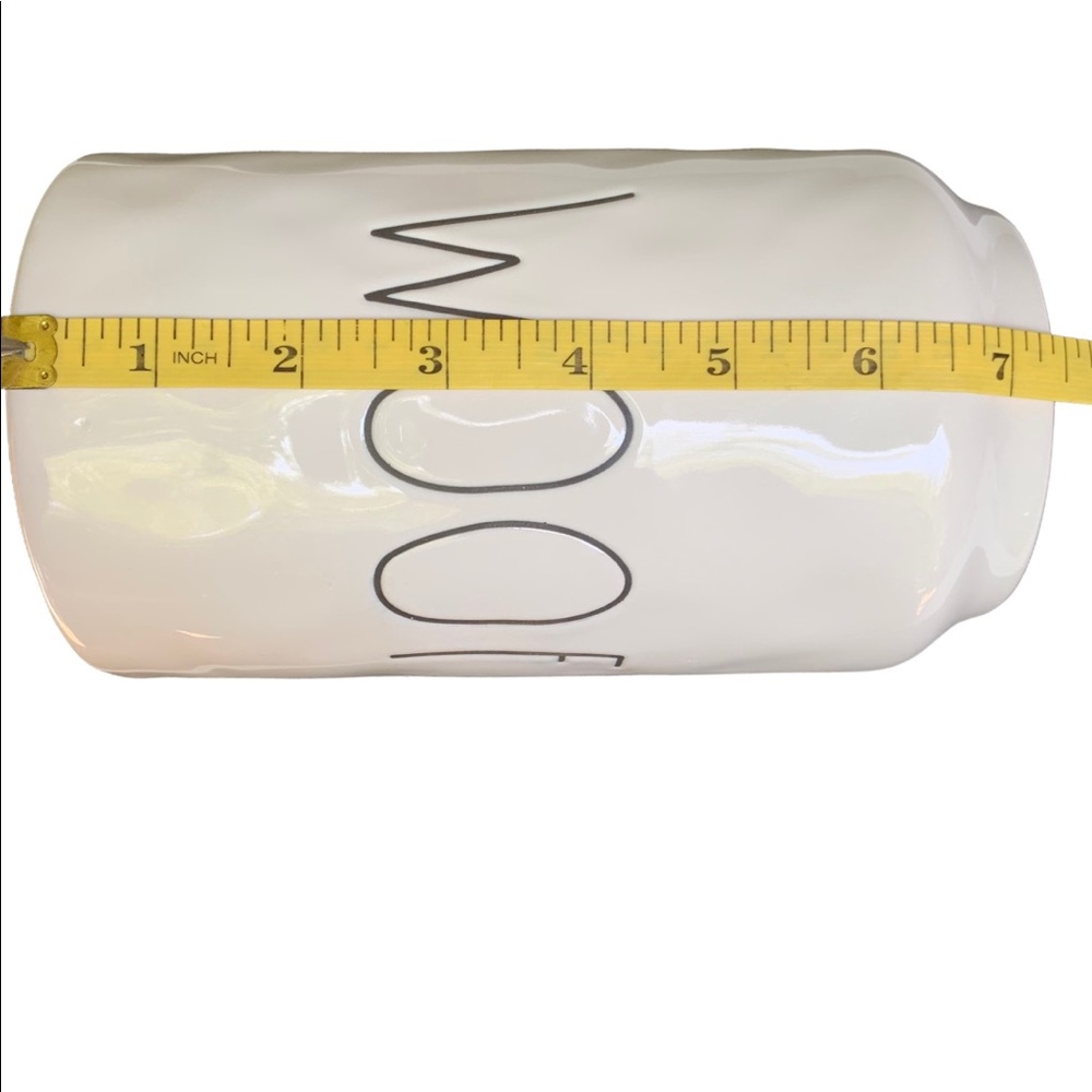 Rae Dunn WOOF Canister Dog Treat Jar White Black Letters Dimples NWT 2017 OG - Picture 12 of 14